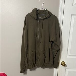 Athletic Works Men's Dark Green Zip-Up Sweater